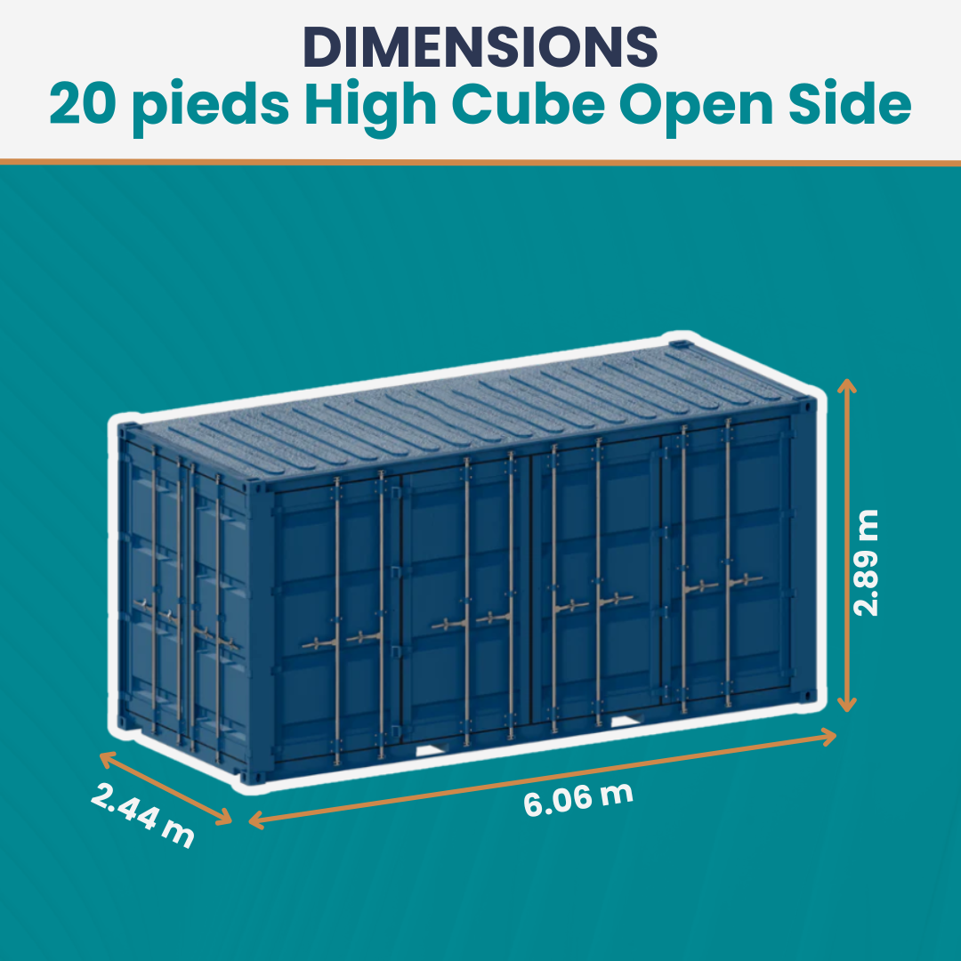 20 pieds high cube - open side