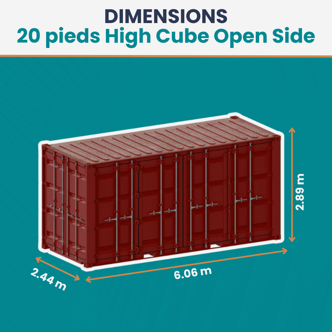 20 pieds high cube - open side