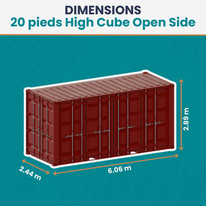 20 pieds high cube - open side